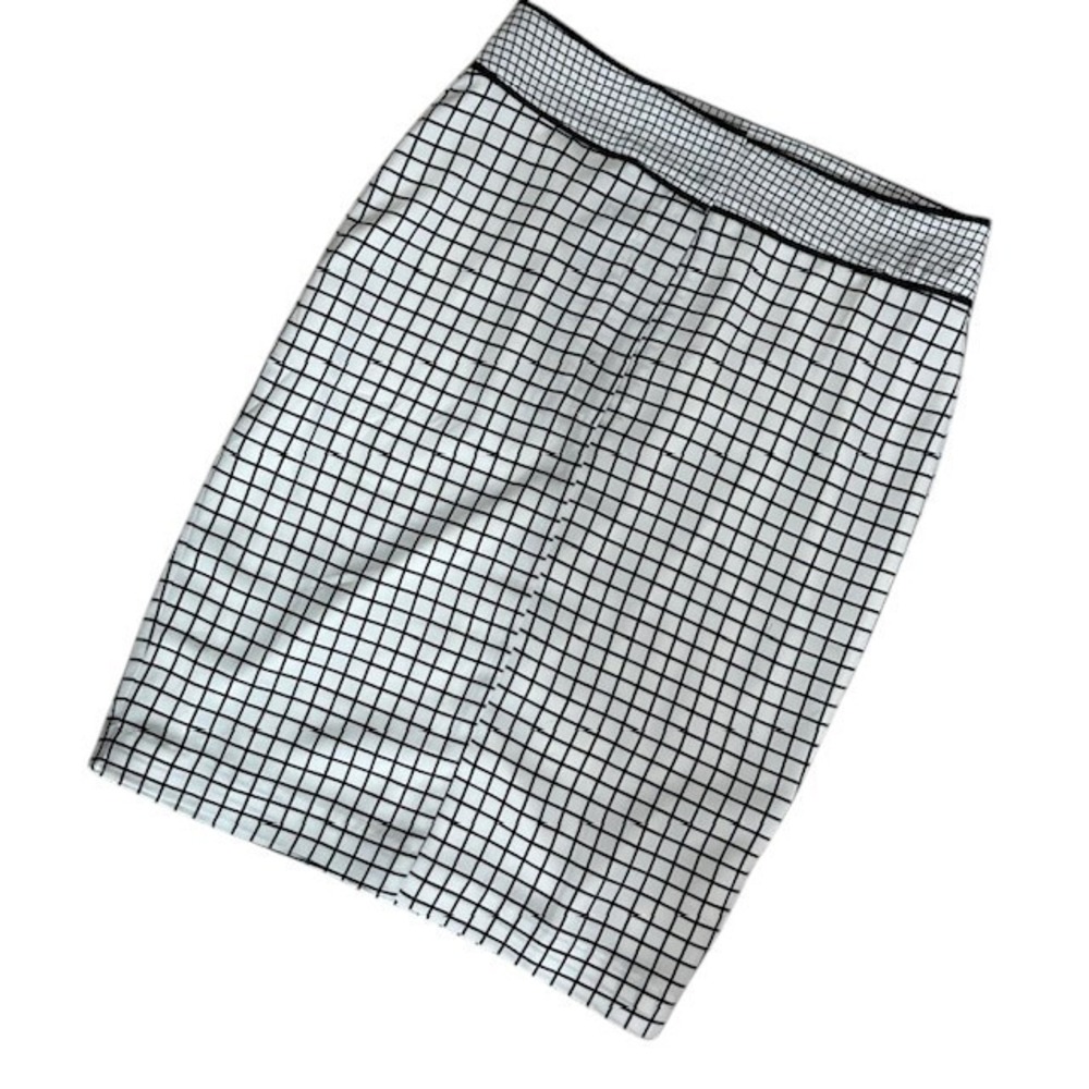 Downeast Pencil Skirt White Grid Pattern Career Wear Business Casual Size Med - Picture 2 of 11